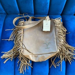 Fringed leather purse